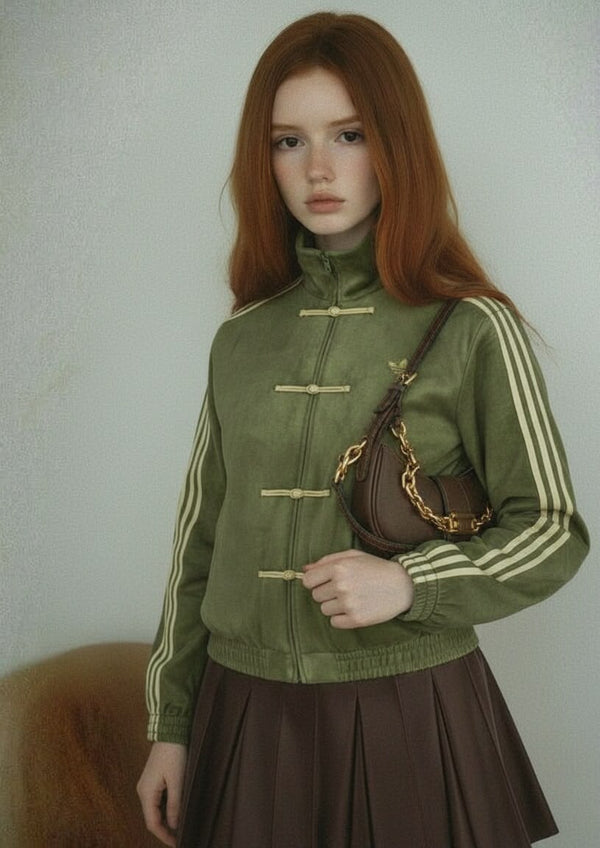 Olive Green CNY Jacket Stylish Chinese New Year Outfit | Dravix