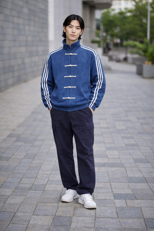 CNY Jacket in Blue – Unisex Oversized Streetwear CNY Knot Jacket | Dravix Clothing