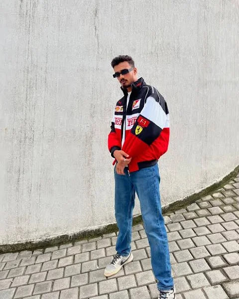 Tri-Color Ferrari Jacket – Vintage F1 Racing Streetwear | Dravix